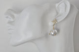 Celestial Star Planet Moon Faux Pearl Gold Rhinestone Diamonte Drop Dangle Earrings