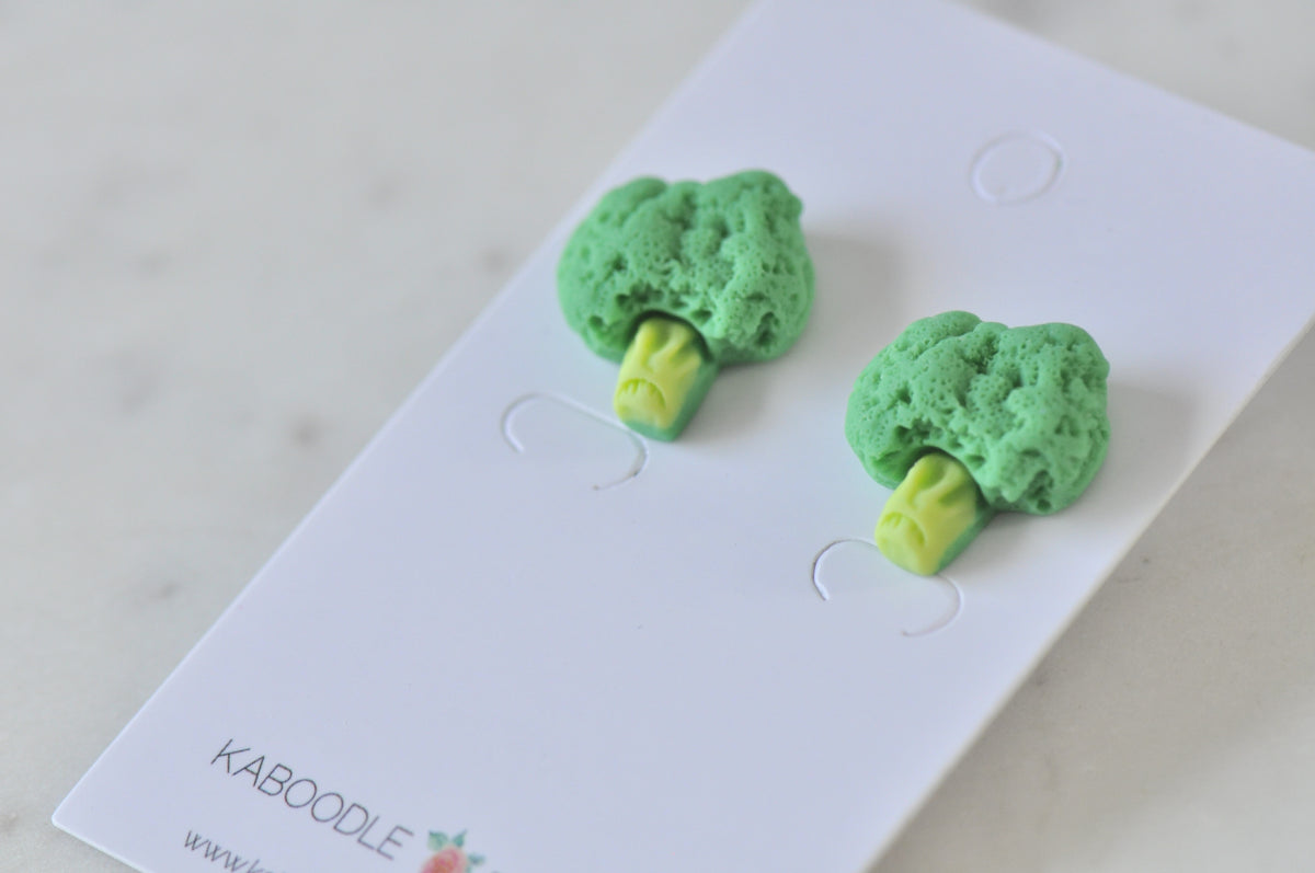 Acrylic Resin Broccoli Stud Drop Earrings