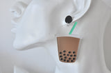 Acrylic Boba Bubble Milk Tea Drop Dangle Earrings