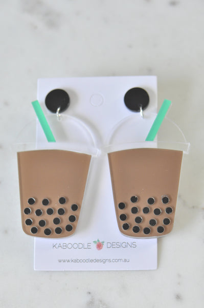 Acrylic Boba Bubble Milk Tea Drop Dangle Earrings