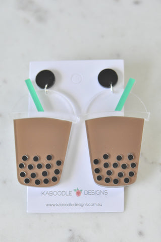 Acrylic Boba Bubble Milk Tea Drop Dangle Earrings