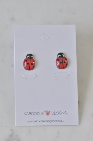 Ladybird Ladybug Beetle Enamel Stud Earrings