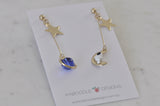 Astronaut Galaxy Universe Star Planet Moon Saturn Novelty Fun Drop Dangle Earrings