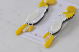 Acrylic Cockatoo Bird Drop Dangle Earrings