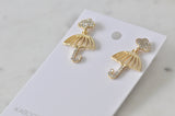 Diamonte Rhinestone Umbrella Cloud Drop Dangle Earrings