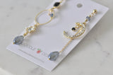 Gold Mismatch Midnight Celestial Moon Rhinestone Drop Dangle Earrings