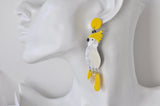 Acrylic Cockatoo Bird Drop Dangle Earrings