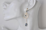 Gold Mismatch Midnight Celestial Moon Rhinestone Drop Dangle Earrings