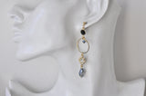 Gold Mismatch Midnight Celestial Moon Rhinestone Drop Dangle Earrings