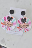 Acrylic Self Love Power Moon Stars Black Drop Dangle Earrings