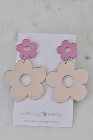 Acrylic Flower Meadow Mirror Pink Retro Drop Dangle Earrings