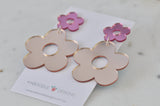 Acrylic Flower Meadow Mirror Pink Retro Drop Dangle Earrings