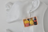 Novelty Takeaway Fastfood French Fries Burger and Soft Drink Drop Dangle Earrings