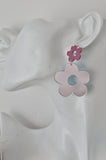 Acrylic Flower Meadow Mirror Pink Retro Drop Dangle Earrings