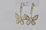 Butterfly Rhinestone Diamonte Faux Pearl Hoop Dangle Earrings