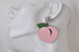 Acrylic Perspex Peach Fruit Pink Drop Earrings