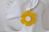 Acrylic Yellow Flower Drop Dangle Earrings