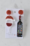 Acrylic Christmas Red Wine Santa Hats and Lights Novelty Drop Dangle Earrings