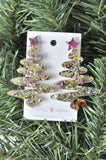 Acrylic Christmas Merry Christmas Xmas Tree Swirl Spiral Drop Dangle Earrings - Glitter Gold