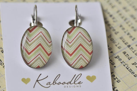 Handmade Oval Clip Dangle Chevron Earrings - ODE102