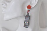 Acrylic Christmas Red Wine Santa Hats and Lights Novelty Drop Dangle Earrings