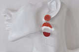 Acrylic Christmas Red Wine Santa Hats and Lights Novelty Drop Dangle Earrings