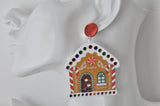 Acrylic Christmas Merry Christmas Gingerbread House Candy CaneDrop Dangle Earrings