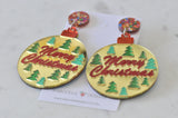 Acrylic Christmas Merry Christmas Xmas Bauble Balls Drop Dangle Earrings