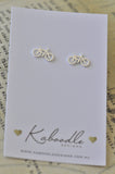 Silver - Stainless Steel Bicycle Cutout Mini Dainty Stud Earrings