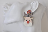 Acrylic Christmas Rudolf Reindeer Red Nose Xmas Drop Earrings