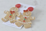 Acrylic Christmas Gingerbread Man and Woman with Santa Hat Cookie Drop Dangle Earrings