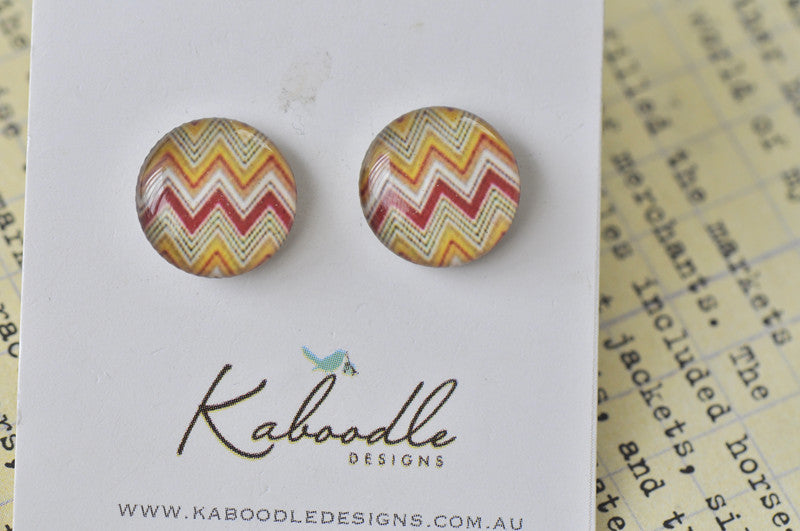 Handmade Artwork Chevron Stud Earrings - ER320