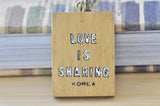 Wooden Moppet Retro Necklace - Love is Sharing - Rare Find