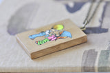 Wooden Moppet Retro Necklace - Love is Sharing - Rare Find