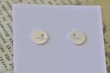 Silver - Stainless Steel Bird on a Branch Cutout Mini Dainty Minimalist Stud Earrings