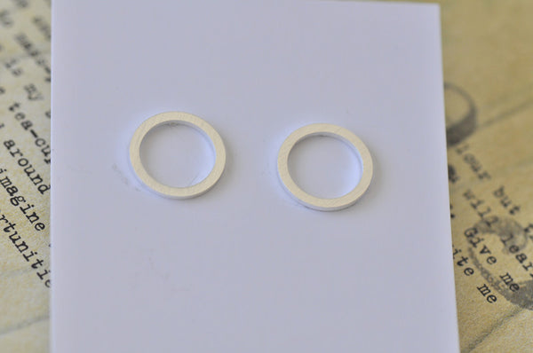 Silver - Stainless Steel Circle Ring Cutout Mini Dainty Minimalist Stud Earrings