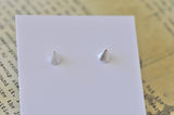 Silver - Stainless Steel Point Cutout Mini Dainty Minimalist Stud Earrings