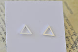 Silver - Stainless Steel Triangle Cutout Mini Dainty Minimalist Stud Earrings