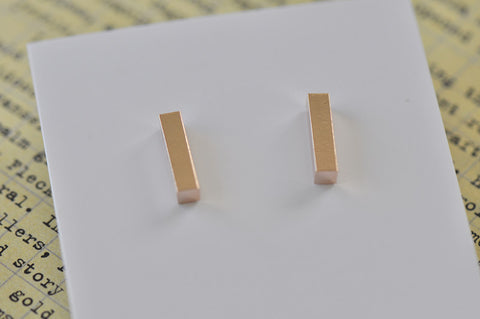 Rose Gold - Stainless Steel Bar Cutout Mini Dainty Stud Earrings