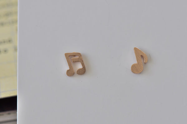 Rose Gold - Stainless Steel Music Notes Cutout Mini Dainty Stud Earrings