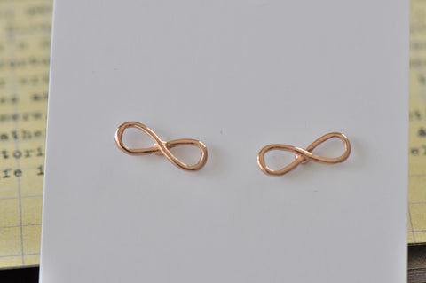 Rose Gold - Stainless Steel Infinity Cutout Mini Dainty Stud Earrings