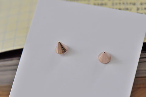 Rose Gold - Stainless Steel Point Cutout Mini Dainty Stud Earrings