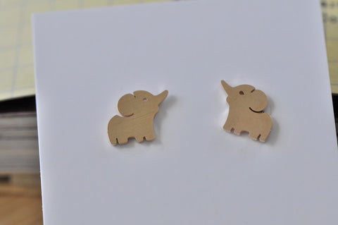 Rose Gold - Stainless Steel Elephant Cutout Mini Dainty Stud Earrings