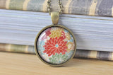Handmade 25mm Glass Pendant Necklace - Japanese Flower 1