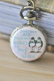 Handmade Artwork Stainless Steel Pocket Watch Necklace - Alice In Wonderland Tweedledum and Tweedledee