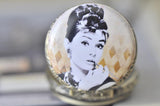 Handmade Artwork Stainless Steel Pocket Watch Necklace - Audrey Hepburn Geometric