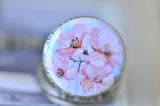 Handmade Artwork Stainless Steel Pocket Watch Necklace - Watercolour Flowers 2