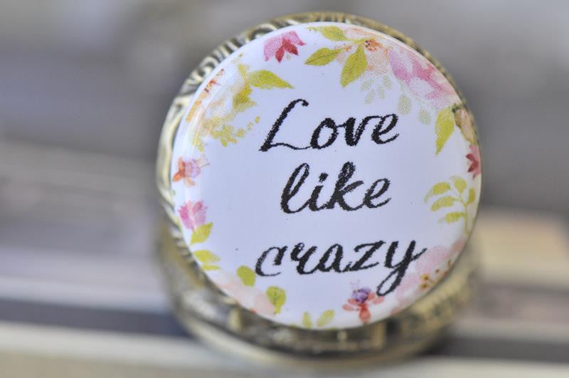 Handmade Artwork Stainless Steel Pocket Watch Necklace - Motivational Sayings - LOVE LIKE CRAZY