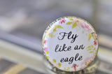 Handmade Artwork Stainless Steel Pocket Watch Necklace - Motivational Sayings - FLY LIKE AN EAGLE