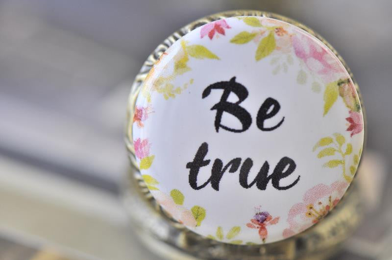 Handmade Artwork Stainless Steel Pocket Watch Necklace - Motivational Sayings - BE TRUE